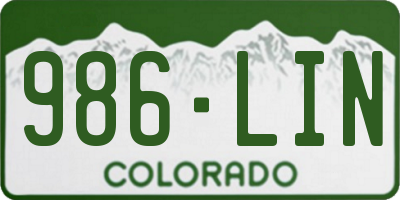 CO license plate 986LIN