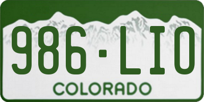 CO license plate 986LIO