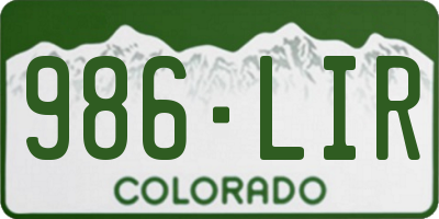 CO license plate 986LIR