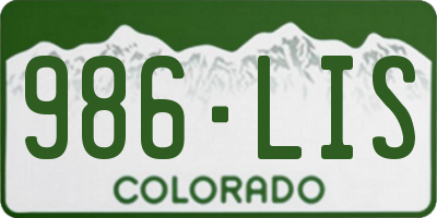 CO license plate 986LIS