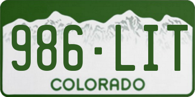 CO license plate 986LIT