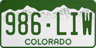 CO license plate 986LIW