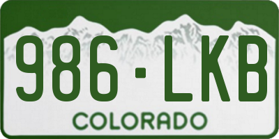 CO license plate 986LKB