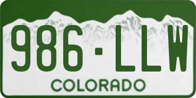 CO license plate 986LLW