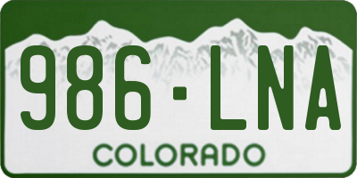 CO license plate 986LNA