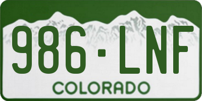 CO license plate 986LNF