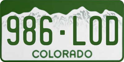 CO license plate 986LOD