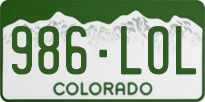 CO license plate 986LOL