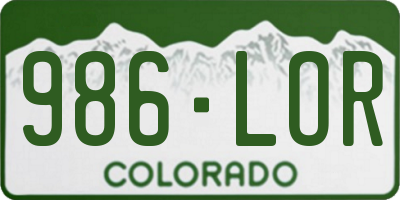 CO license plate 986LOR