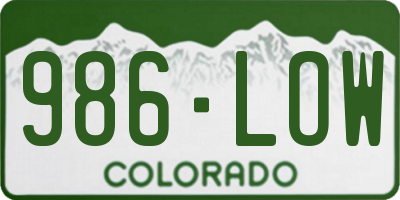CO license plate 986LOW