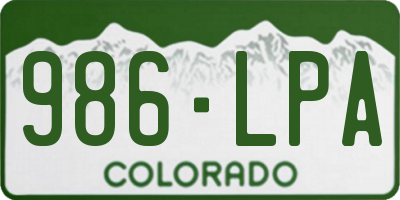 CO license plate 986LPA