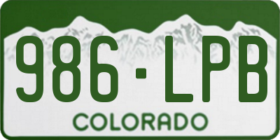 CO license plate 986LPB