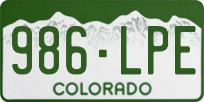 CO license plate 986LPE