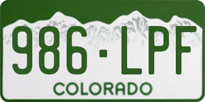 CO license plate 986LPF