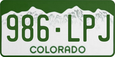 CO license plate 986LPJ