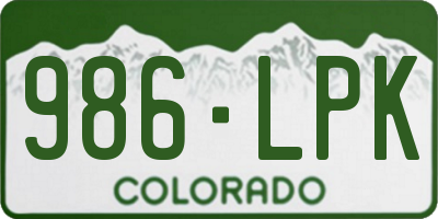 CO license plate 986LPK