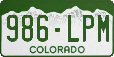 CO license plate 986LPM