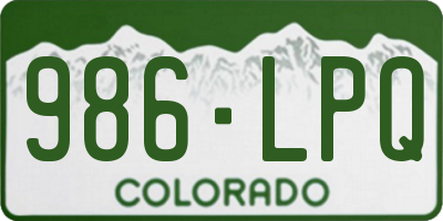 CO license plate 986LPQ
