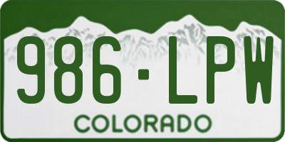 CO license plate 986LPW