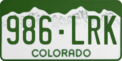 CO license plate 986LRK