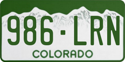 CO license plate 986LRN