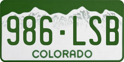 CO license plate 986LSB
