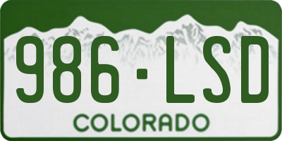 CO license plate 986LSD
