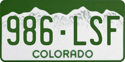 CO license plate 986LSF