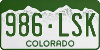 CO license plate 986LSK