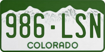 CO license plate 986LSN