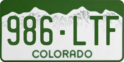 CO license plate 986LTF