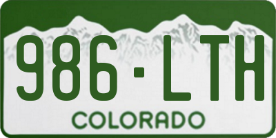 CO license plate 986LTH