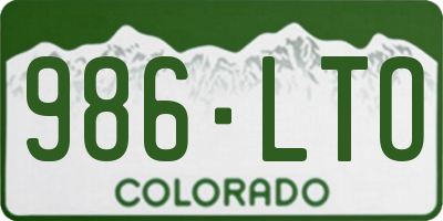CO license plate 986LTO