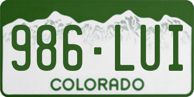 CO license plate 986LUI