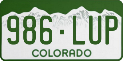 CO license plate 986LUP