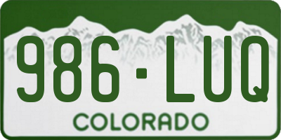 CO license plate 986LUQ