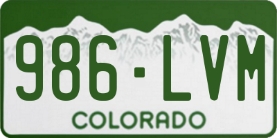 CO license plate 986LVM
