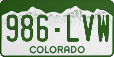 CO license plate 986LVW