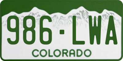 CO license plate 986LWA