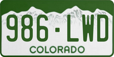 CO license plate 986LWD