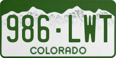 CO license plate 986LWT