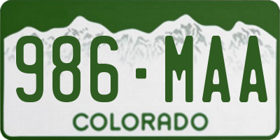 CO license plate 986MAA