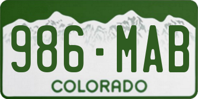 CO license plate 986MAB