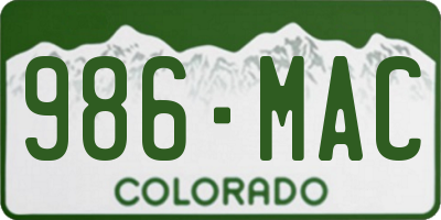 CO license plate 986MAC
