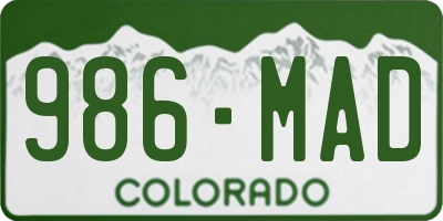 CO license plate 986MAD