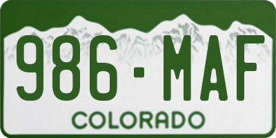 CO license plate 986MAF