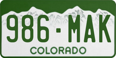 CO license plate 986MAK