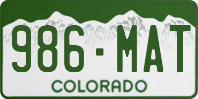 CO license plate 986MAT