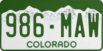 CO license plate 986MAW