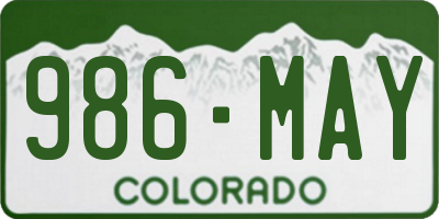 CO license plate 986MAY